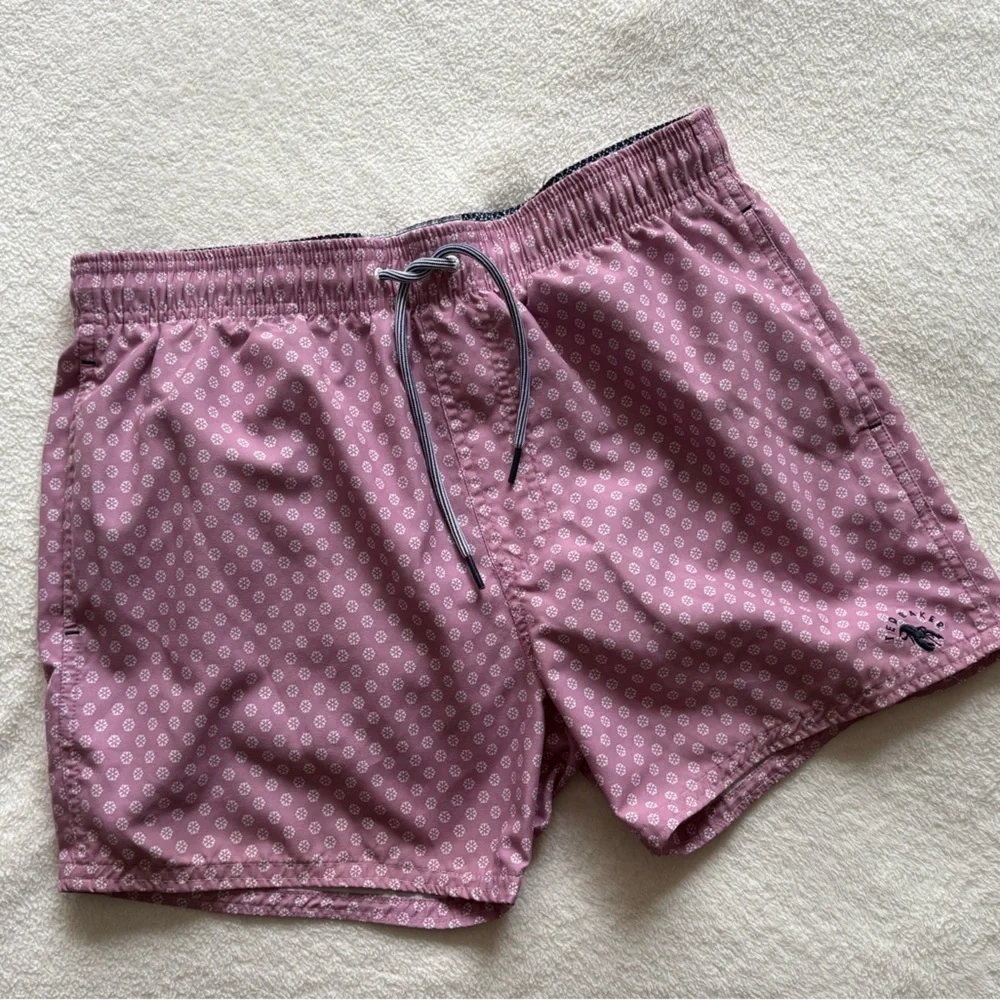 Ted Baker Men's Pink Geometric Print Swim Trunks Shorts Size 2 Medium